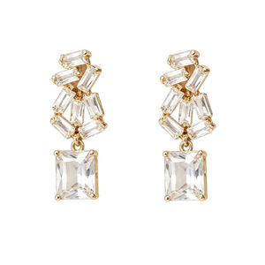 Pendientes de Cristal con Baño de Oro, Diseño Irregular en Forma de Lágrima, Joyería para Mujer, Primavera 2026 EDB-082 - Product Image 4