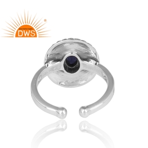 Amazing Blue Iolite Gemstone Ring Jewelry Manufacturer Ethnic Look Handmade 925 Silver Adjustable Band Ring - Product Image 4