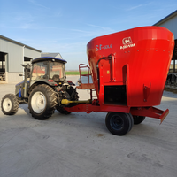 Nouvelle machine mélangeuse d'aliments TMR tractée pour élevage bovin laitier, wagon mélangeur vertical de rations totales mélangées et broyeur d'ensilage, moteur diesel 60 CV