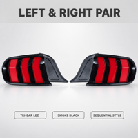 Conjunto de Luces Traseras LED para Ford Mustang 2015-2023, Secuenciales, Color Negro Ahumado, Tres Barras, Lámpara Trasera OEM, Venta al por Mayor de Fábrica