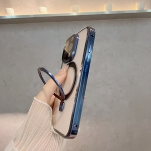 Nouveaux étuis de <span class=keywords><strong>t</strong></span>éléphone portable transparents pour iPhone 13 14 15 16 Pro Max Plus avec porte-anneau magnétique cadre en métal en aluminium couverture antichoc - Product Image 6