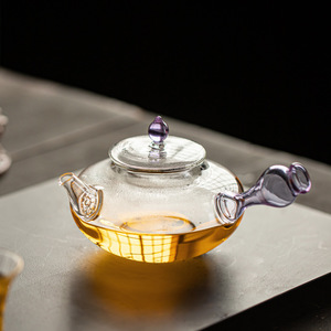Théière en verre avec poignée latérale, en borosilicate haute résistance à la chaleur, pour la préparation du thé, usage domestique - Product Image 1