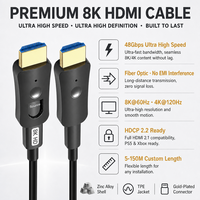 Câble Fibre Optique HDMI 2.1 8K Ultra HD 48 Gbps Zéro Atténuation Zéro Latence Grade AOC Câble Vidéo Optique Hybride Actif