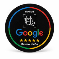 Carte NFC Google Review en acrylique NTAG213, autocollant rond de 100 mm pour table, 'Tapez pour laisser un avis' pour restaurants, cafés, magasins de détail