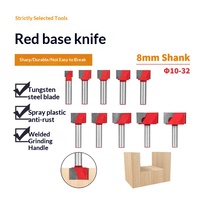 Fraise à rainurer CNC pour le travail du bois, à tige de 8 mm, fond plat rouge, diamètre 10-32 mm