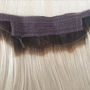 Extensión de cabello sin caída de alta calidad, venta al por mayor, Halo virgen, Rubio humano 100% sin procesar, con tapa - Product Image 1