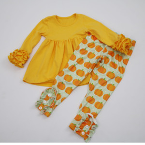 Tenues décontractées pour filles de 11 <span class=keywords><strong>ans</strong></span> Hauts à manches longues avec imprimé citrouille et <span class=keywords><strong>pantalon</strong></span> pour enfants d'âge préscolaire - Product Image 2