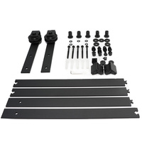 Kit de quincaillerie robuste pour porte de grange coulissante double, avec rails et roulettes silencieuses pour armoire