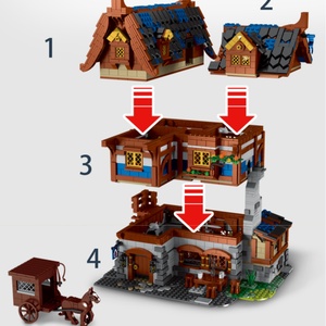 Mork 033002, Bloques de Construcción, Casa de Bloques, Taberna Medieval, Juguete de Construcción, Bloques de Ladrillos para Niños - Product Image 4