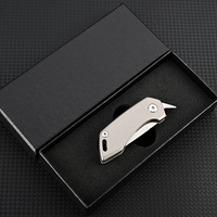 Couteau de poche pliant en alliage de titane avec ouvre-bouteille, lame Tanto, mini porte-clés, couteau EDC avec boîte cadeau
