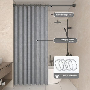 Juego de <span class=keywords><strong>Cortinas</strong></span> de Ducha Opacas para Baño con Barra de Acero Inoxidable Negra, Cortina de Ducha Impermeable de Poliéster - Product Image 3