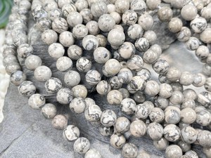 Cuentas de Piedra Natural con Mapa Geométrico, Lisas y Redondas, de 4mm, 6mm, 8mm, 10mm, 12mm, para Fabricación de Joyería - Product Image 5