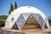 Tente dôme géodésique de luxe moderne Meile ML-D pour camping et glamping, fabriquée à Guangzhou, en PVC transparent, imperméable, ignifuge et résistant aux UV