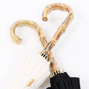 Grand parapluie automatique long pour femmes et hommes, parasol rétro en <span class=keywords><strong>bambou</strong></span> avec poignée incurvée, parapluies robustes à <span class=keywords><strong>tige</strong></span> droite, résistant au vent 16K - Product Image 4