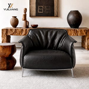 Fauteuil lounge ergonomique en cuir véritable fait main, design italien <span class=keywords><strong>Archibald</strong></span>, respectueux de l'environnement, design moderne, salon, salle à manger - Product Image 2