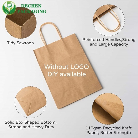 Cafe Custom Paper Bags with Handles for Coffee Takeaway