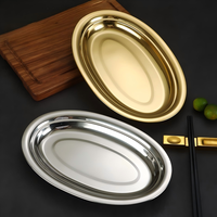 Luxuriöses Goldenes Ovales Edelstahl-Tablett Dekorative Servierplatte für Restaurant Hochzeit Heim Tischdekoration