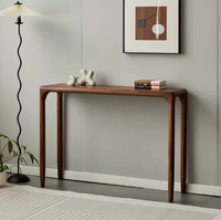 Table console d'entrée Table de salon moderne en bois massif Table murale longue et étroite en noyer noir