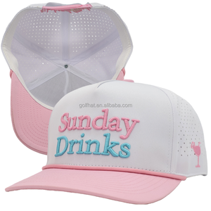 Casquette de baseball 5 panneaux en polyester haute performance avec logo brodé 3D, bicolore, découpée au laser, pour le golf, vente en gros de haute qualité - Product Image 2