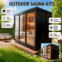 Sauna Uap Kubus Hemlock Hitam untuk 2-4 Orang, Ruangan Modern untuk Rumah, Hotel & Spa