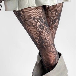 Lace Pantyhose Women's Fishnet Stockings White Gray Brown Black Thin Cotton Mesh Leggings Spring Summer Autumn - Product Image 3