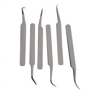 Pinzas de extensión de pestañas, accesorio blanco brillante, recubierto de polvo, clásico, volumen y aislamiento, punta fina hecha a mano, a prueba de óxido - Product Image 1