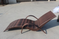 Chaise longue de piscine en rotin synthétique brun en forme de S, résistante aux intempéries, meubles d'extérieur