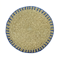 Sets de table tissés en rotin, sous-plats en jonc de mer, sets de table ronds en rotin, assiettes de présentation rondes en rotin