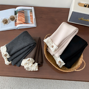 Leggings foderati in pile per bambini eleganti in pizzo Slim Fit per bambine autunno inverno nuovi pantaloni caldi e versatili - Product Image 6