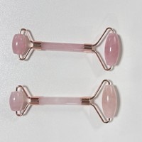 Herramientas de masaje facial de cuarzo rosa de alta calidad 100% rodillo de piedra Natural masajeador rodillo de Jade
