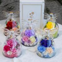 Lovebay Valentijnsdag cadeau Eeuwige Rozen in Hoekglas met Licht Stabiliseerde Bloemen Echte Ge conserveerde Rozen in Glas voor Moeder