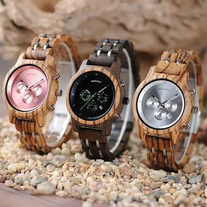 Relojes de bolsillo con pantalla táctil inteligente para mujer, reloj de madera con banda de acero y madera, al mejor precio