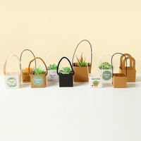 Boîte en papier kraft imperméable pour plantes en pot, mini boîte pour arrangement floral vert et succulents, boîte en papier portable