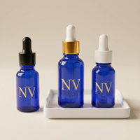 Botol Minyak Atsiri Kaca Silinder Biru Kosong Grosir 5ml 10ml 15ml 20ml 30ml 50ml 100ml Pabrik