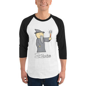 Women's 3/4 Sleeve Raglan T-Shirt Grey Wizard Design - Product Image 3
