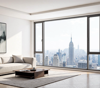 Ventanas Abatibles de Aluminio con Marco Negro, Doble Acristalamiento, Resistentes a Impactos, Estilo Americano Moderno, Aislamiento Térmico con Argón