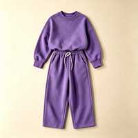 Ensemble 2 pièces pour bébé fille, sweat-shirt à col rond ample en coton extensible doux OEM ODM et pantalon à jambes larges, pour le quotidien et l'école