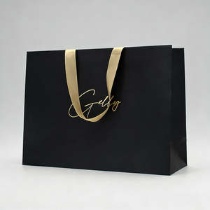 Sacs en papier personnalisés recyclables avec logo imprimé pour boutique de mariage, emballage de luxe, sacs cadeaux haut de gamme avec poignée en ruban - Product Image 1