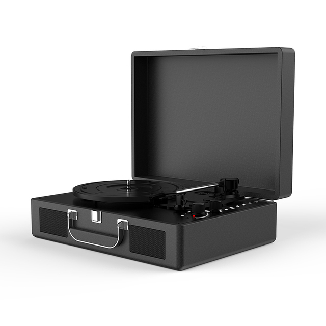 Multiple Function USB Built Stereo BT SD Elegant Style Classic Suitcase Vinyl Record OEM Manufacture T602 33/45/78 RPM Turntable