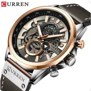 Reloj de Cuarzo CURREN 8380, Diseño Vintage de Lujo, Correa de Cuero, Cronógrafo, Reloj de Pulsera para Hombre - Product Image 5