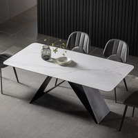 Ensemble de table et chaises de salle à manger en acier inoxydable de style nordique moderne, table rectangulaire pour 6 personnes, ensemble de meubles de salle à manger, cuisine, restaurant