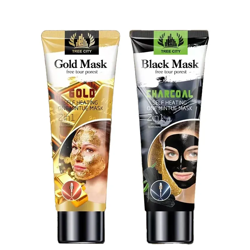 Private Label 100g Moisturizing Face Mask Black Bamboo charcoal Blackhead Remover Clay 24k gold Mud Mask
