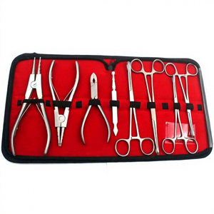 Body Piercing Manual Surgical Tool Set German Stainless Steel Ear Tongue Septum Piercing Instruments <b>Kit</b> by Vaslcare - Product Image 1