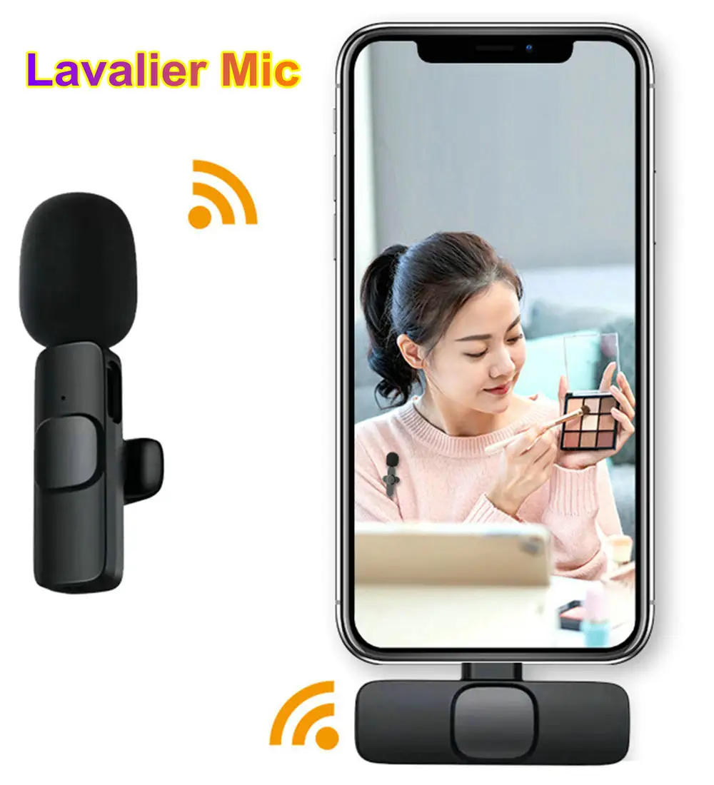 Wireless Lavalier Microphone Studio Gaming Lapel Clip Mic for iPhone Type-C PC Computer Professional Live Broadcast Mobile Phone