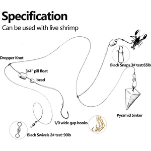 Gourami 6/12PCS用于冲浪捕鱼的盐水蓬帕诺钻机，带浮标的双滴蓬帕诺钻机，佛罗里达州海上冲浪捕鱼 - Product Image 3