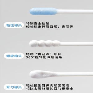 Bâtonnets pour les oreilles de bébé, cotons-tiges adhésifs, cure-oreilles pour bébé, nettoyeurs de cérumen, rouleaux de papier, cotons-tiges double extrémité, emballés individuellement - Product Image 5