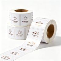 Étiquettes d'emballage pour assortiment de café Haoxuan OEM, film PP blanc mat, impression UV sélective, autocollants adhésifs pour coffrets de café