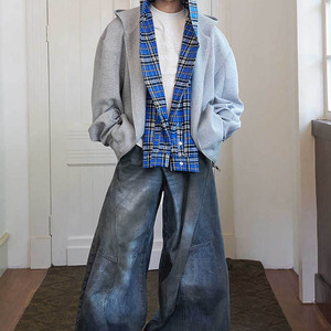 New Trends Vintage Spring Shirt Hood Design Cropped <b>Cardigan</b> Jacket Double Layer Hooded <b>Zip</b> <b>up</b> Boxy Hoodies - Product Image 3