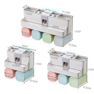 Wall Mounted Bathroom Soap Dispenser Smart Toothbrush <b>Holder</b> Automatic <b>Toothpaste</b> Dispenser With Tooth Cup - Product Image 4