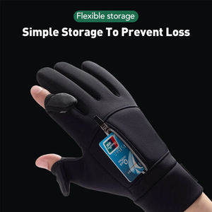 Herren- und Damen-Winter-Angelhandschuhe mit <span class=keywords><strong>2</strong></span>-Finger-Klappfunktion aus Neopren, wasser- und winddicht, warm für Angelschutz - Product Image 2